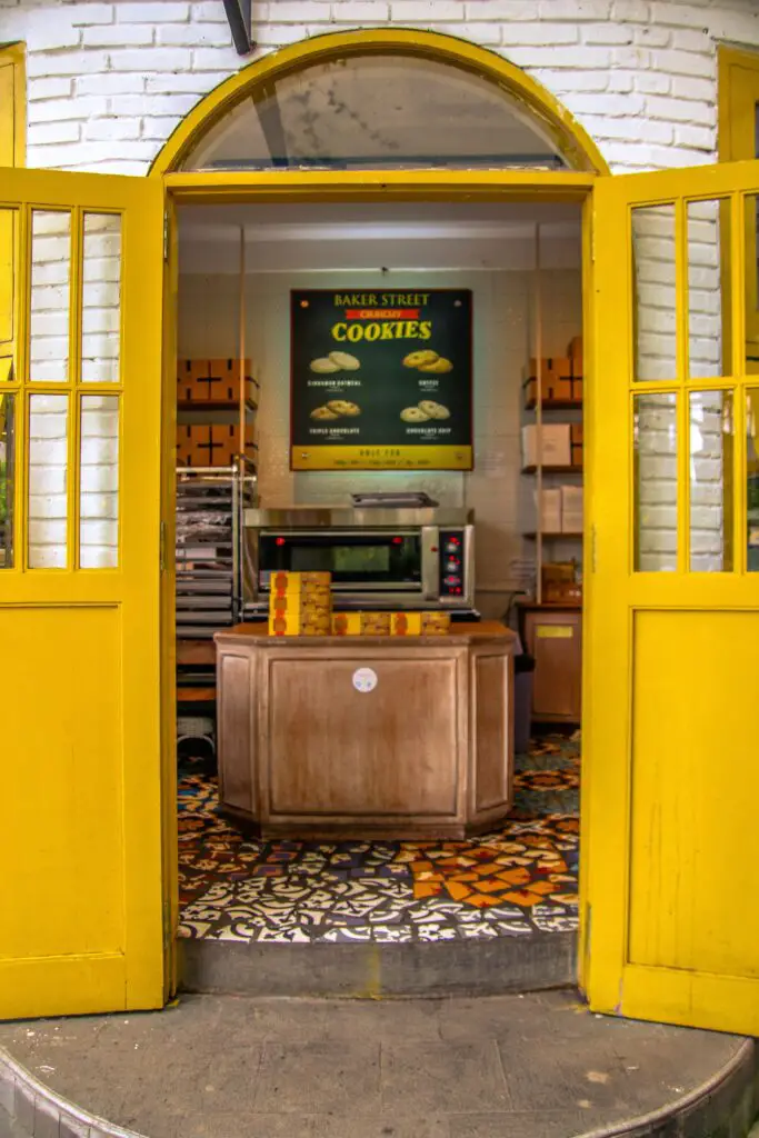 Yellow door and grey flooring